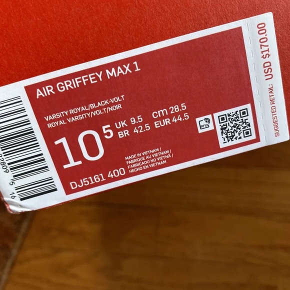 Mens Nike Air Griffey Max 1 2021 Varsity Royal Volt White Size 10.5 DJ5161-400 - Picture 8 of 9